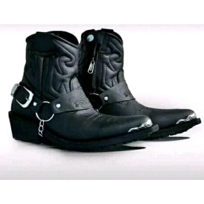 Sepatu Pria Kulit Jenggel Cowboy Bikers Sepatu Touring Pria Moge