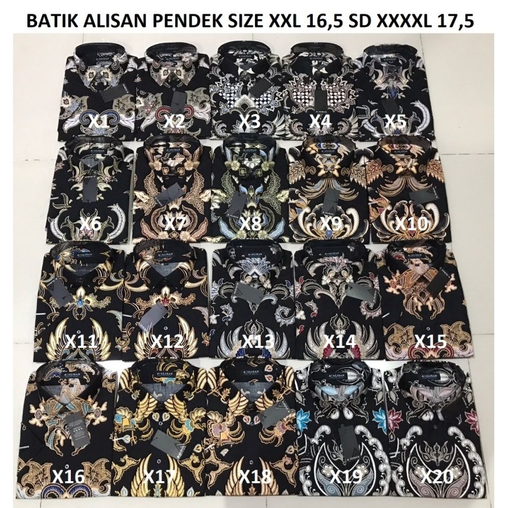 Kemeja Alisan Batik Pendek 16,5 Xxl - 17,5 Xxxl
