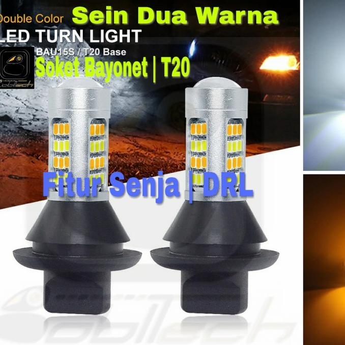 BOBLTECH Lampu Sein Mobil Dua Warna Fitur Senja DRL Soket Bayonet T20