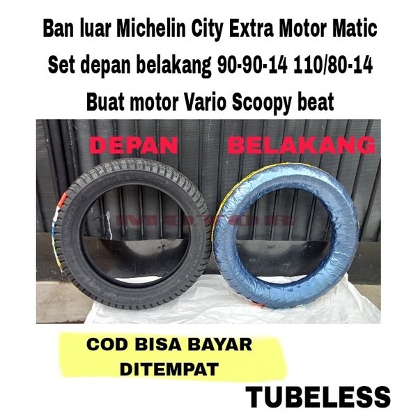 Ban Luar Michelin City Extra Motor Matic Set Depan Belakang 90/90-14  110/90-14 Buat Motor Vario Scoopy Beat Barang Langka