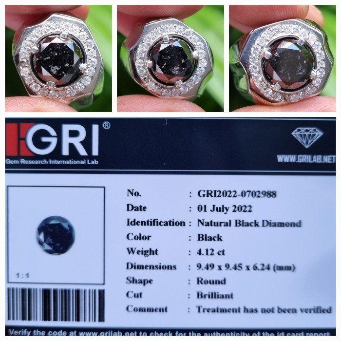 [Baru] Batu Berlian Hitam Black Diamond Memo 4.12 Crt Terbaru