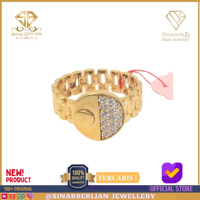 [New Ori] Goldsb74 - Cincin Perhiasan Emas Kuning Asli Wanita 8K/375 Cmm233 R13 Limited