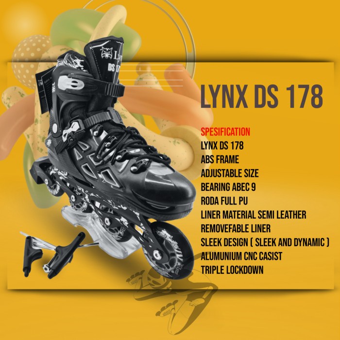 [Original] Sepatu Roda Anak Lynx Ds 178 Triple Black Limited