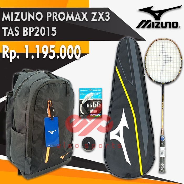 [Original] Promo Raket Badminton Mizuno Zx3 X Tas Mizuno Bp 2015 Limited