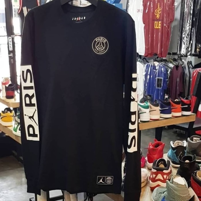 ✅Baru Jordan X Psg Logo L/S Tee • Black Limited