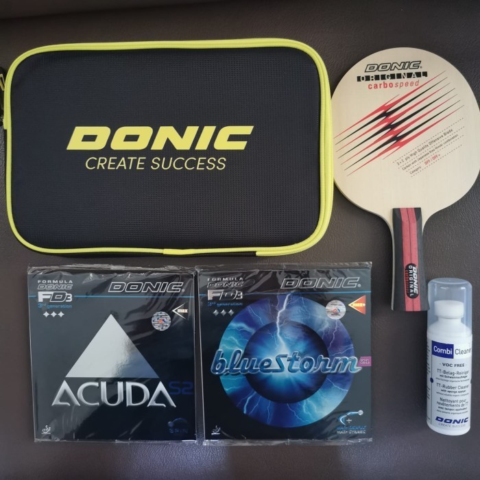 ✅Baru Bet Pingpong Donic Ovtcharov Carbo Speed Plus Bluestorm  Acuda S2 Set Terbaru