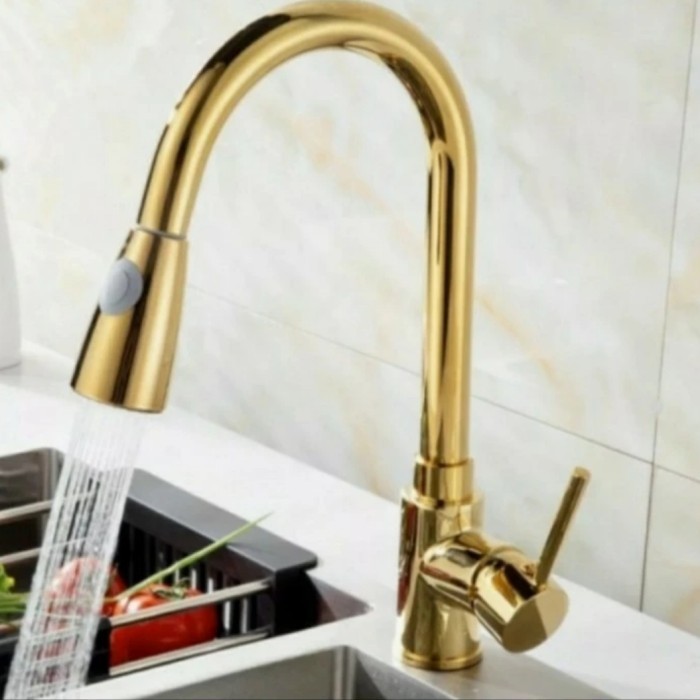 ✅Termurah Keran Sink Tarik Panas Dingin Gold / Kran Dapur Angsa Emas Model Toto Terbatas