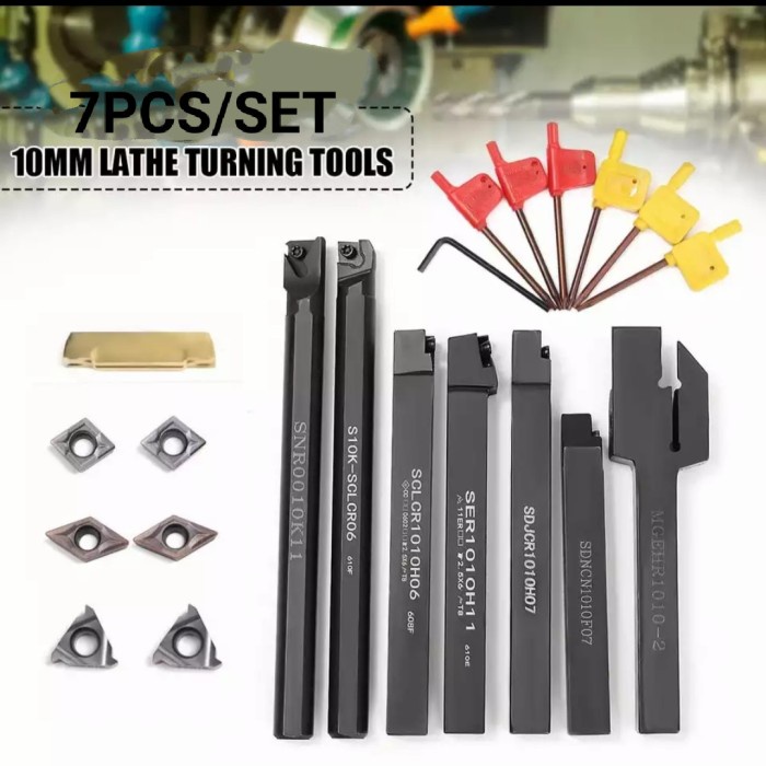 ✅Ready Holder Bubut Set Pahat Bubut 1010 10Mm.Mesin Bv20 Set Insert Carbide Berkualitas