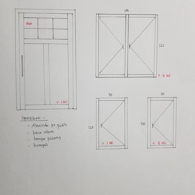 ✨Baru Alexindo 3 Putih Dan Jendela Aluminium Kaca Riben Terbaru