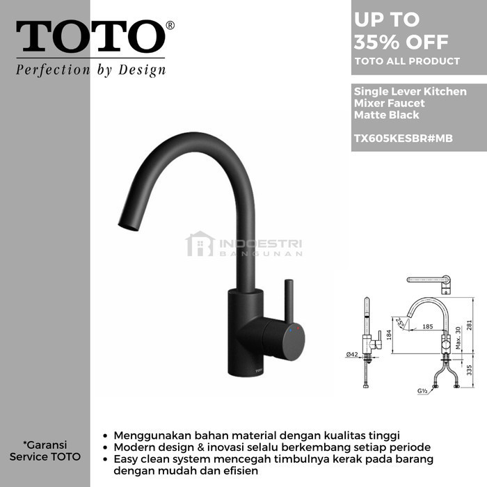 ✅Termurah Kran Sink Toto Tx605Kesbr#Mb Matte Black / Kran Cuci Piring Black Toto Diskon