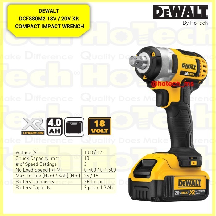 ✨New Dewalt Dcf880M2-Kr 18V Xr Li-Ion Impact Wrench 4.0Ah Terbaru