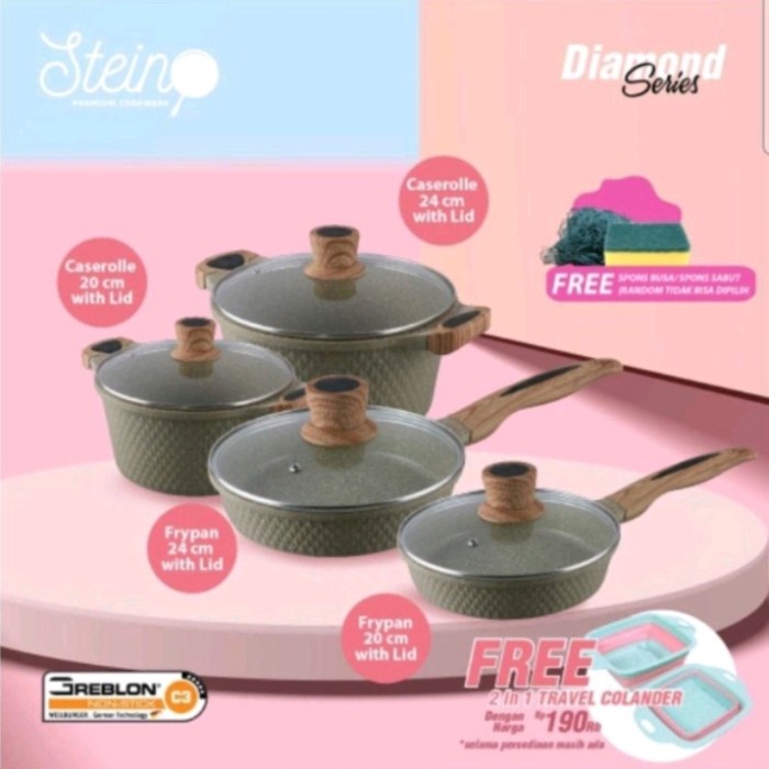 [New Ori] Stein Panci Diamond Set 4In1 • Panci Set Pfoa Free Anti Lengket Limited