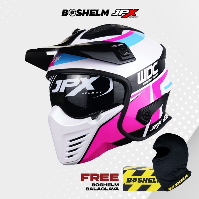 [Ori] Helm Cross Jpx Mx-726R Wdc Pearl White Helm Full Face Sni Diskon