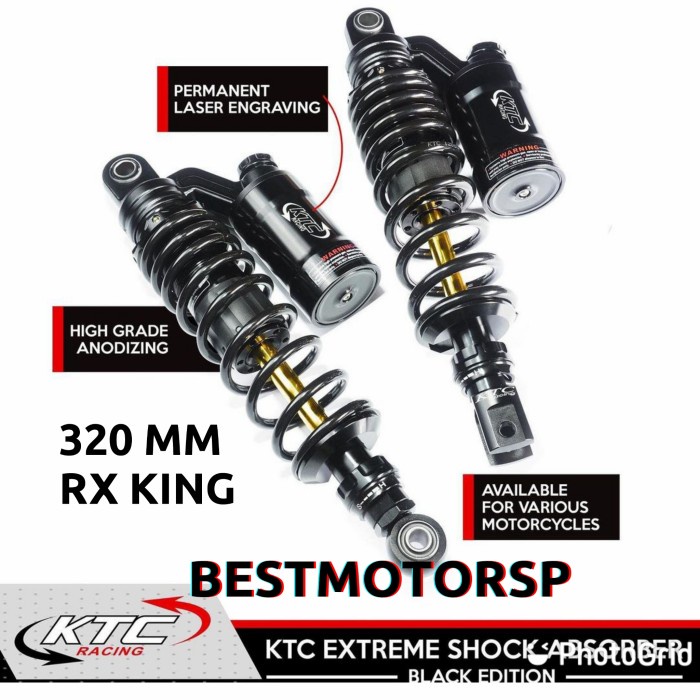 [Ori] Shockbreker Ktc Racing Extreme Adjustable 320Mm Rx King Black Series Terbaru