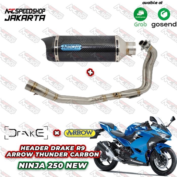 [Original] Knalpot Arrow Thunder Carbon Ninja 2018 / Ninja 400 - Fullsystem Terbatas