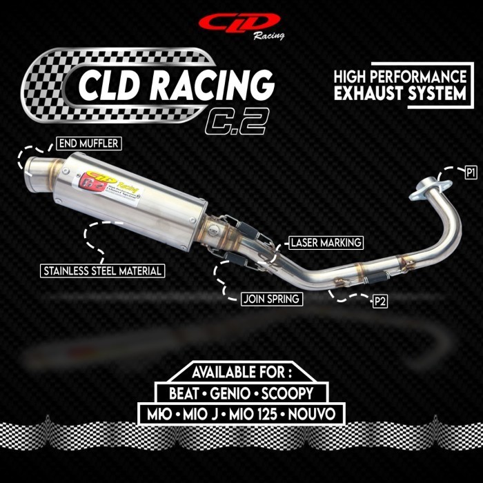 [Original] Knalpot Cld Yamaha Mio J Soul Gt X-Ride Original Type C2 Bulat Doff Terbatas
