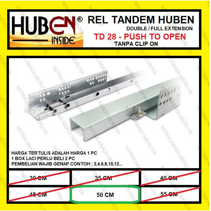REL LACI TANDEM HUBEN 50 CM REL TANDEM PUSH OPEN HUBEN TD-28