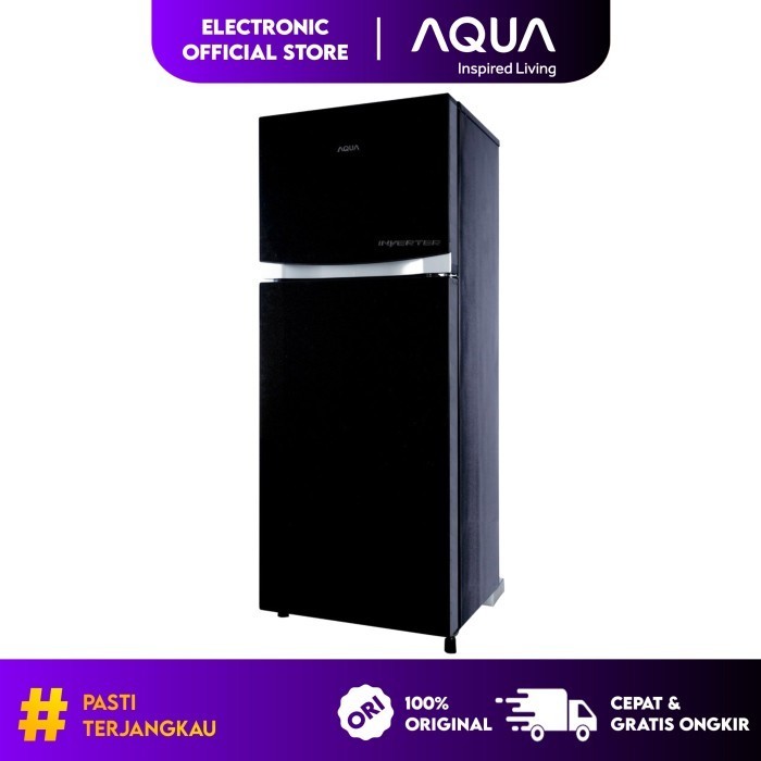 [Baru] Kulkas 2 Pintu Aqua Aqr-D275 Aqrd 275 Tempered Glass 229Liter Inverter Diskon