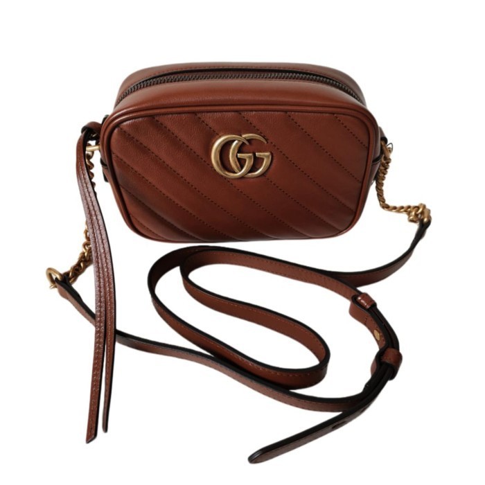✅New Gucci Mini Marmont Leather Brown Limited