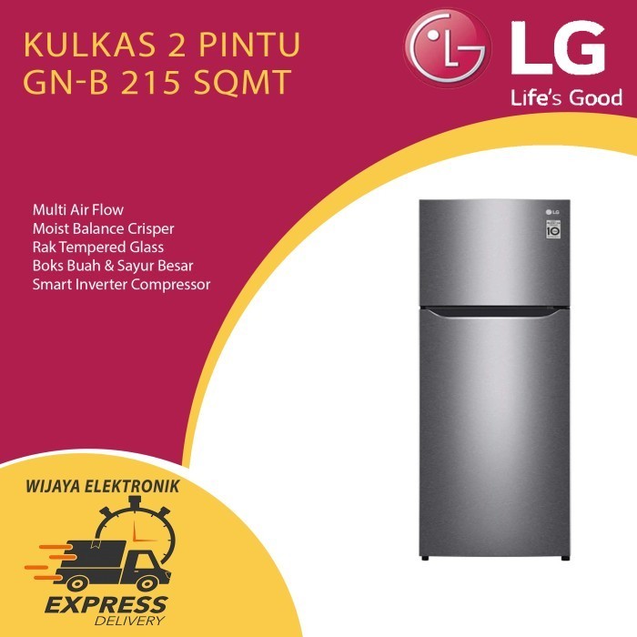 [Baru] Kulkas 2 Pintu Lg Gnb215Sqmt / Gnb215Sqmt / Kulkas Lg 200 Liter Limited