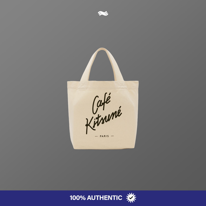 ✅New Ori Maison Kitsune Cafe Kitsune Mini Tote Bag Latte Terbaru