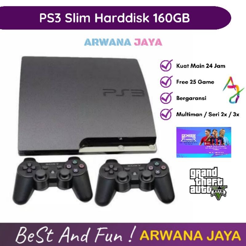 [LIMITED QUALITY] PS3 Slim Fullset Harddisk 500GB/320GB/250GB/160GB/120GB/Mesin Saja