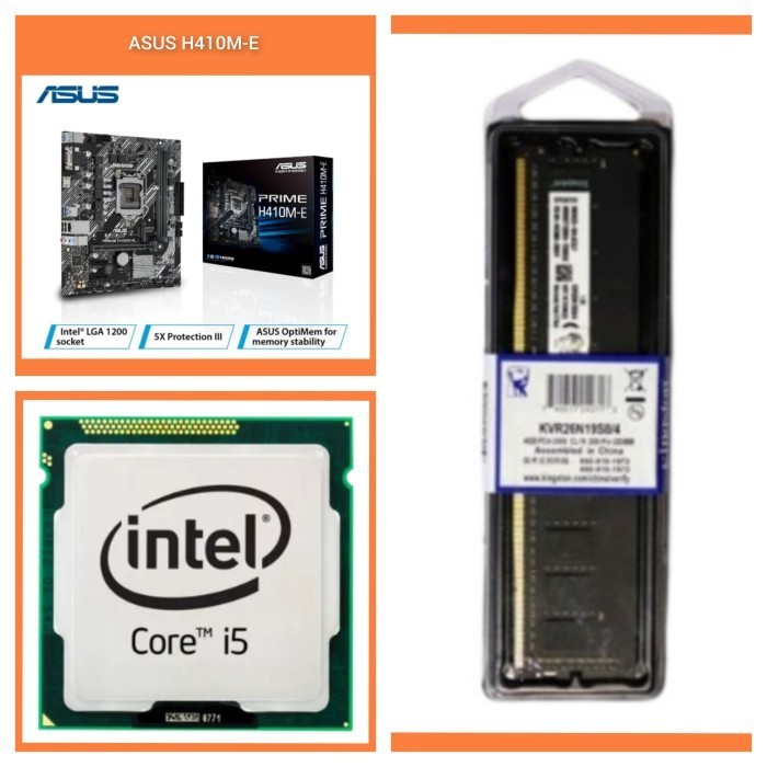 PAKET MOBO ASUS H410 + I5 10400F + RAM 16GB FREE HSF