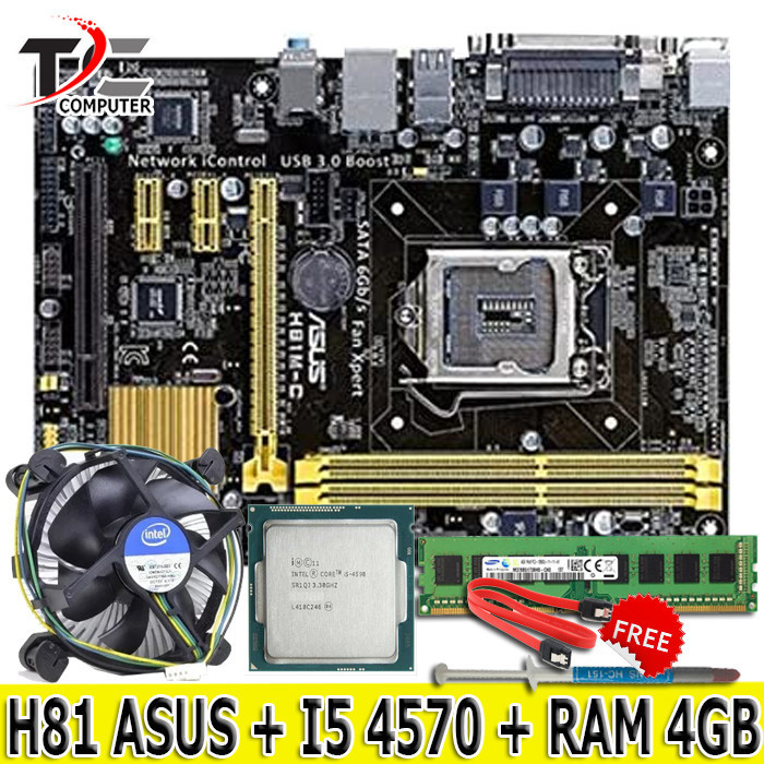 Mainboard Mobo Motherboard Intel H81 DAN PROCESSOR HASWELL RAM 4GB