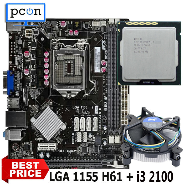 Mainboard Mobo Motherboard H6 onboard dan Processor i3 2100 3.10GHz