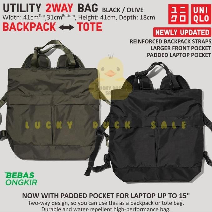 UNIQLO Utility 2Way Backpack Tote Bag Tas Ransel Serbaguna Pria Wanita