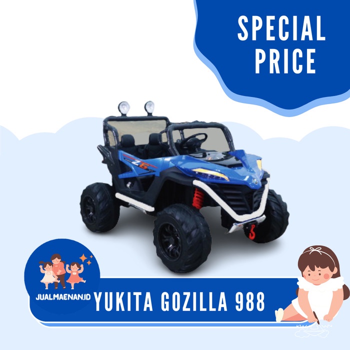 ✅Baru Maenan Mobil-Mobilan Aki Anak Termurah Godzila Yukita 988 Biru Diskon