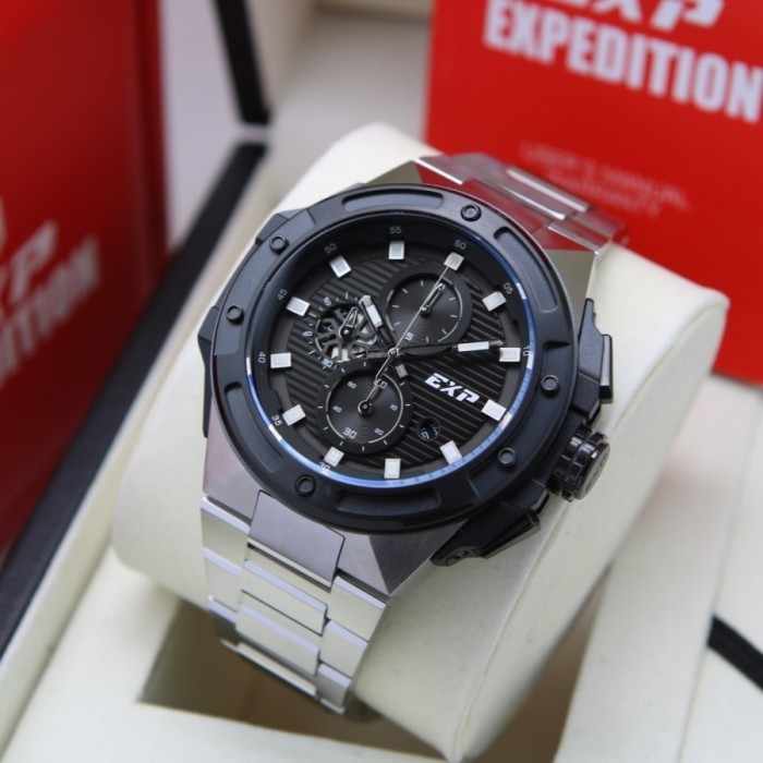 ✅New Expedition E6818 / 6818 Jam Tangan Pria Original - Silver Black Berkualitas