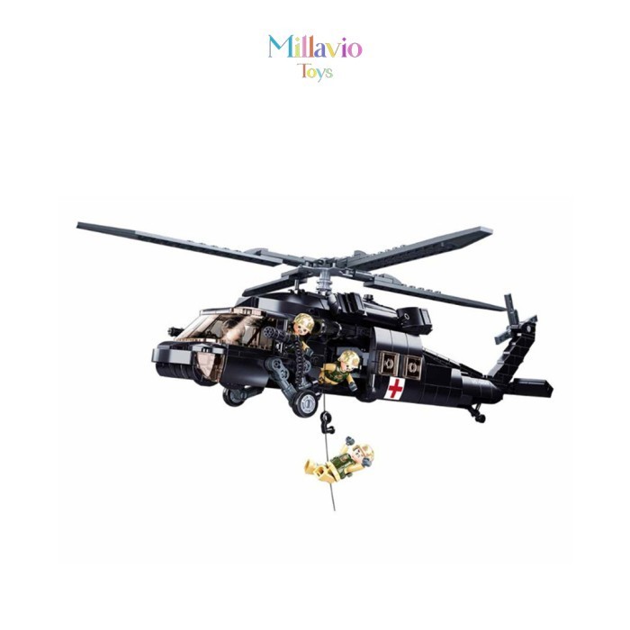 ✅Baru Mainan Helikopter Sluban Model Bricks Us 60 Black Hawk 692 Terbatas