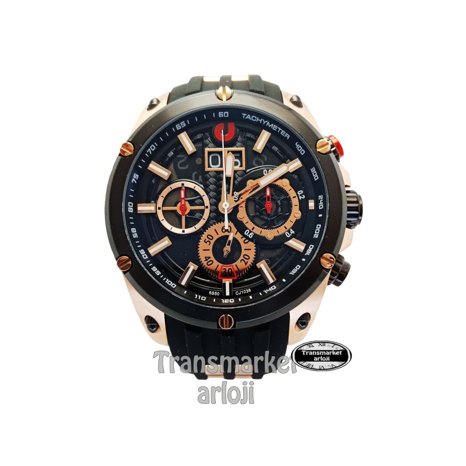 ✅New Ori Jam Tangan Pria Charles Jourdan Cj1036-1772C Rose Gold Hitam Original Diskon