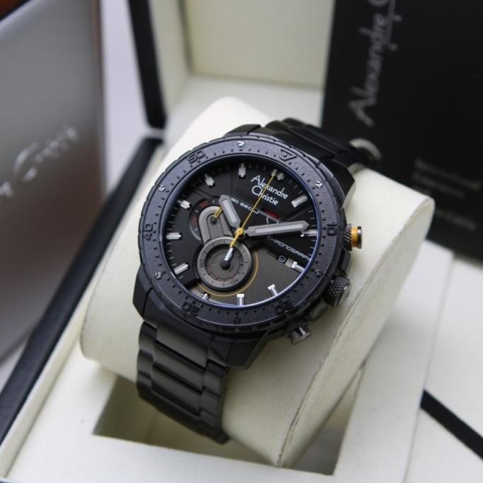 ✅New Ori Jam Tangan Alexandre Christie Ac 6627 Original Black Yellow Limited