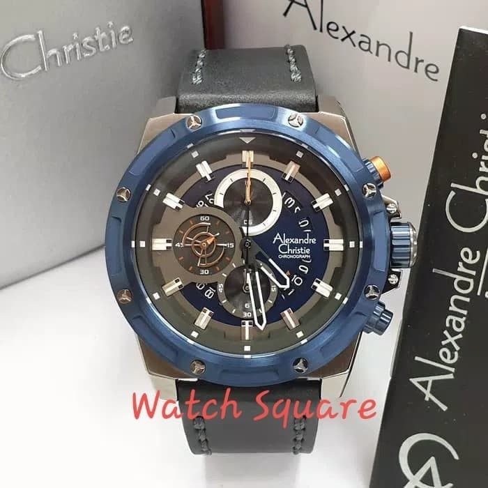 ✅New Ori Jam Tangan Alexandre Christie Pria Original Ac6506 Black Blue Berkualitas