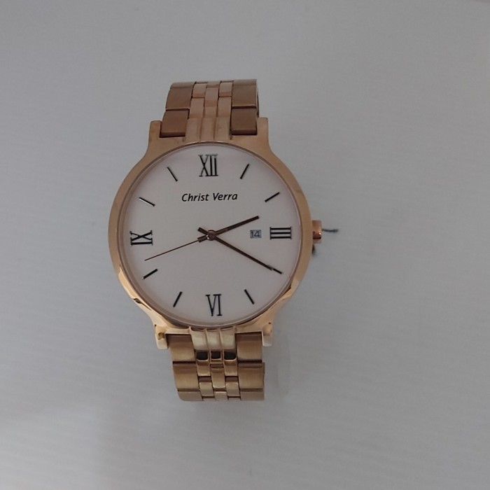 ✅New Ori Jam Tangan Pria Rantai Rosegold Christ Verra Cv 71106G-15 Slv Diskon