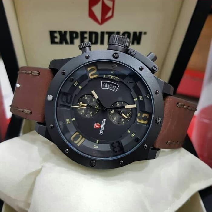 ✅Original Jam Tangan Pria Expedition E6381 Black Brown. Garansi Terbaru