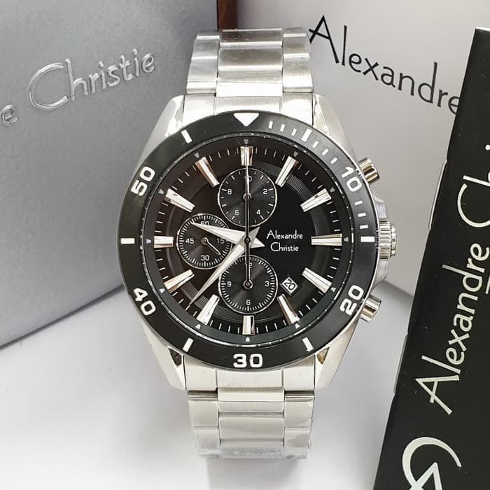 ✅Original Alexandre Christie Ac6525 Ac 6525 Black Silve Jam Tangan Pria Original Terbaru
