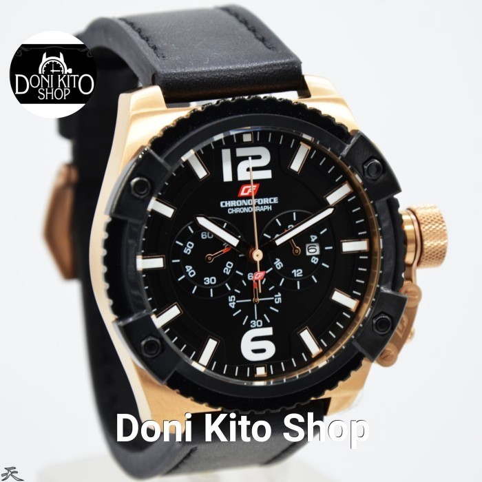 ✅Ready Jam Tangan Pria Original Chronoforce 5263 Black Rose Gold Diskon