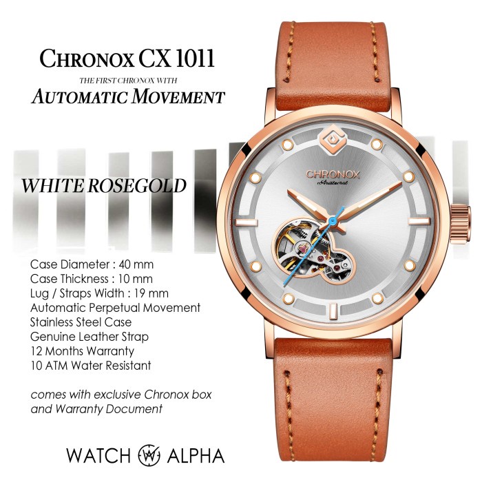 ✅Sale Jam Tangan Chronox Cx1011 White Rosegold B - Automatic Movement Limited