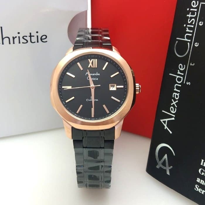 ✅Termurah Jam Tangan Wanita Alexandre Christie Ac 8619 Original - Black Rosegold Terbaru