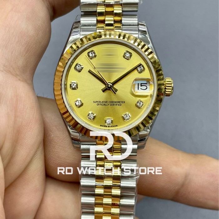 ✨Baru Jam Tangan Mewah Model Dj Rd01 31Mm Gold Diamond Dial Yg Ss Ewf Diskon