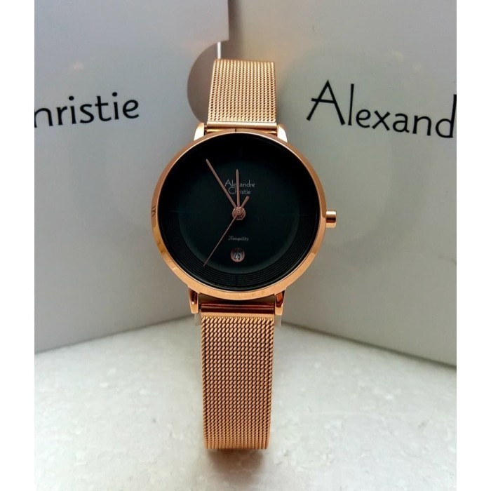 ✅Termurah Jam Tangan Alexandre Christie Wanita Original Ac8627 Black Rosegold Terbatas