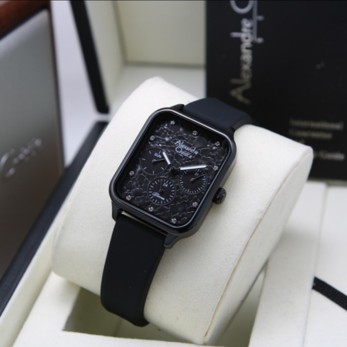 ✨Baru Alexandre Christie Ac 2A04 Full Black Ac2A04 Wanita OriginalRubber Terbatas