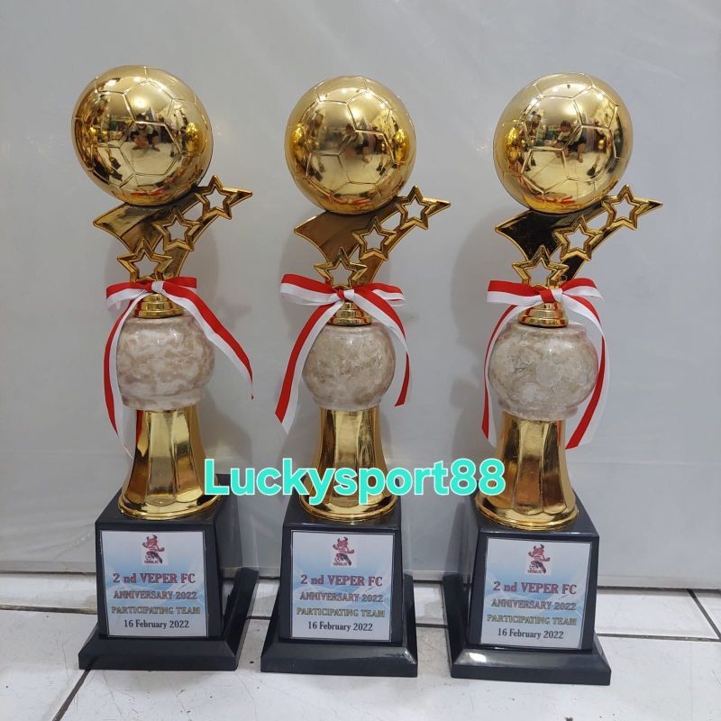 trophy Piala marmer sepak bola futsal 1 set