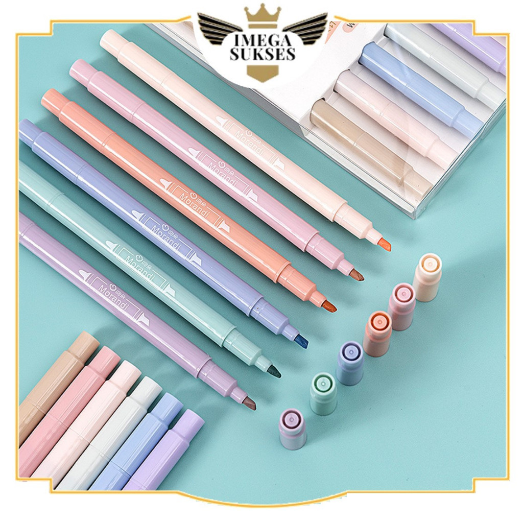 

PHG - Highlighter Dua Sisi Warna pastel 6 Pcs Pastel Pen Diary Marker Stationery Lucu Unik Penanda Buku Warna Warni Pena Kepala Ganda Ujung Lembut t