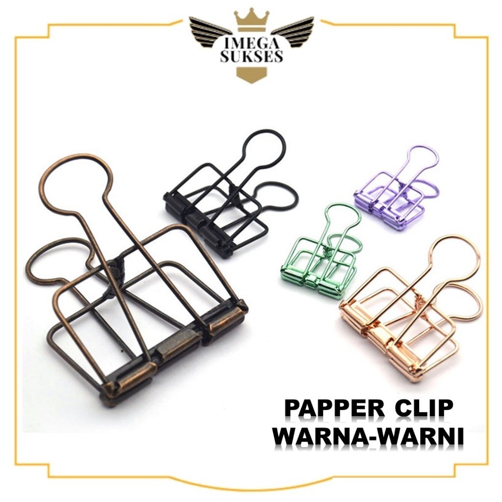

PHG - Paper Clip Besi Warna-Warni Klip Penjepit Buku Bahan Metal Penjepit Kertas Binder Clips Large Medium Small Office Study