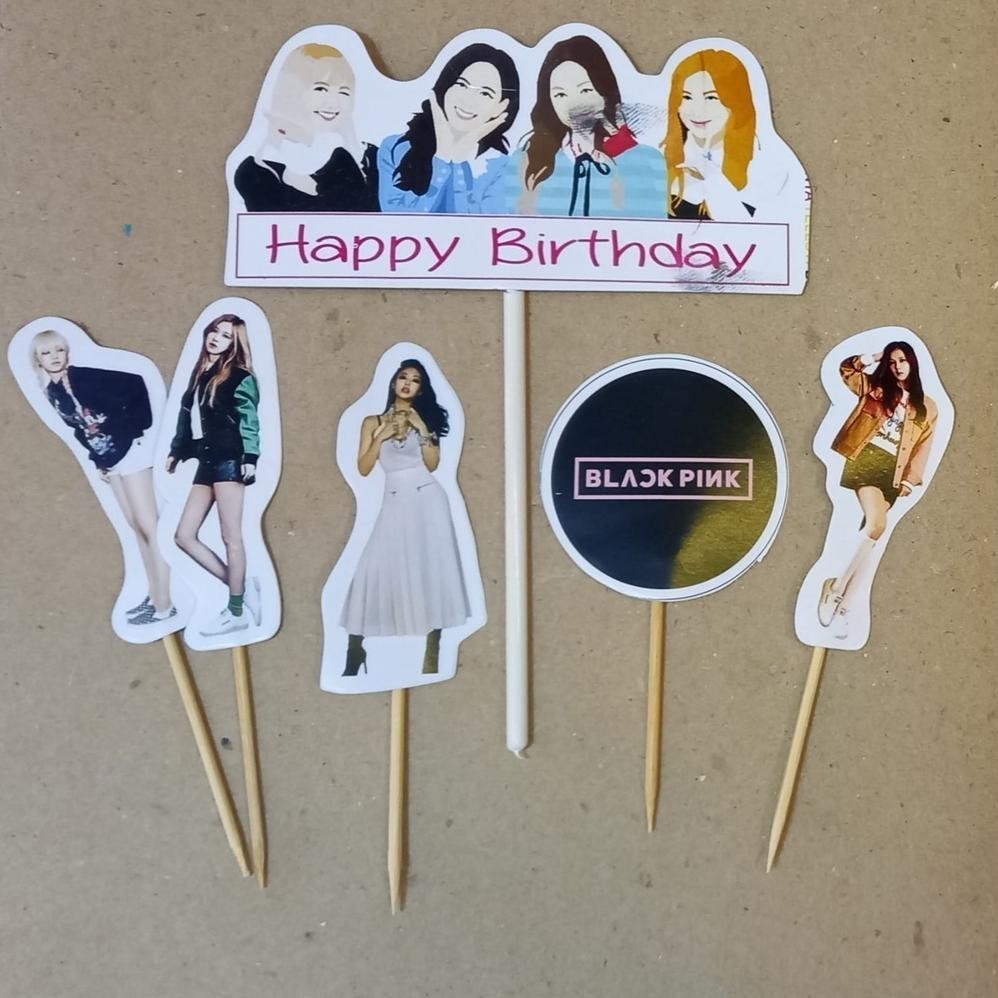 Cake Topper Karakter BT21 / Topper Kue BTS/ Hiasan Kue Ulang Tahun BT 21/topper blackpink / Topper W