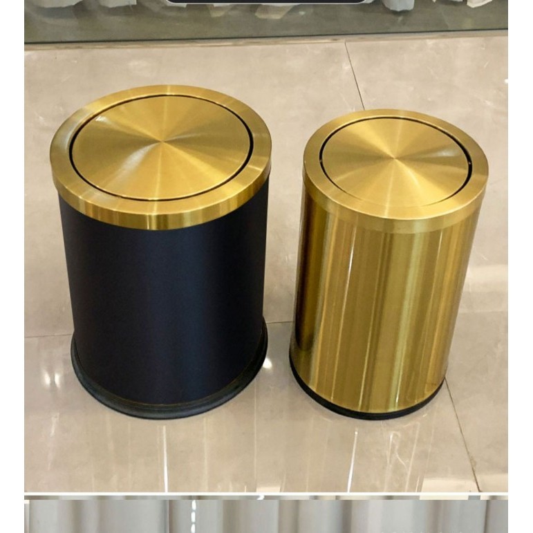 Promo Tong Sampah Gold Ss304/Tempat Sampah Kamar Mandi Gold,Hitam Gold